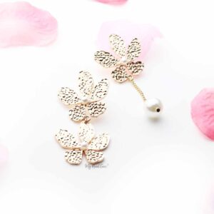Ajax- gold flower pearl drop earrings - My Roial Ears LTD