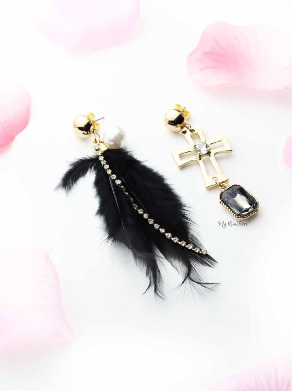 Yucca- pearl drop gold feather earrings - My Roial Ears LTD