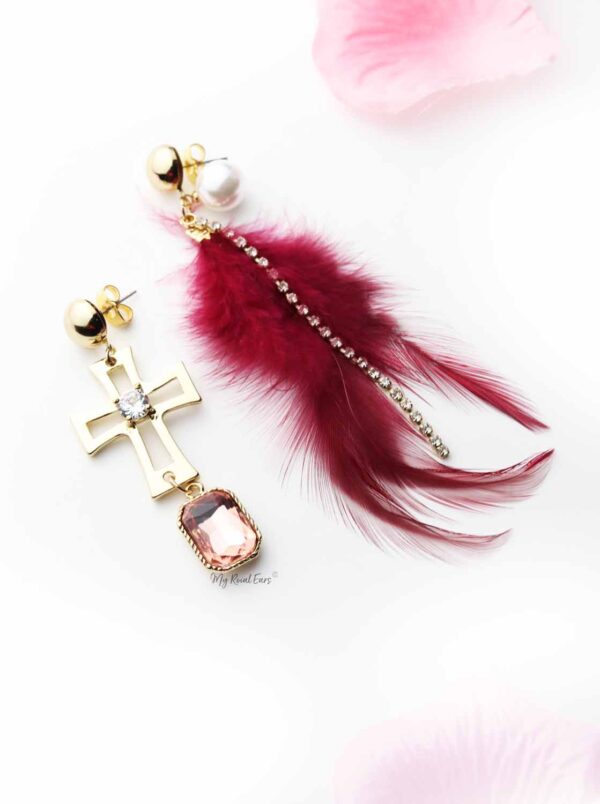 Yucca- pearl drop gold feather earrings - My Roial Ears LTD
