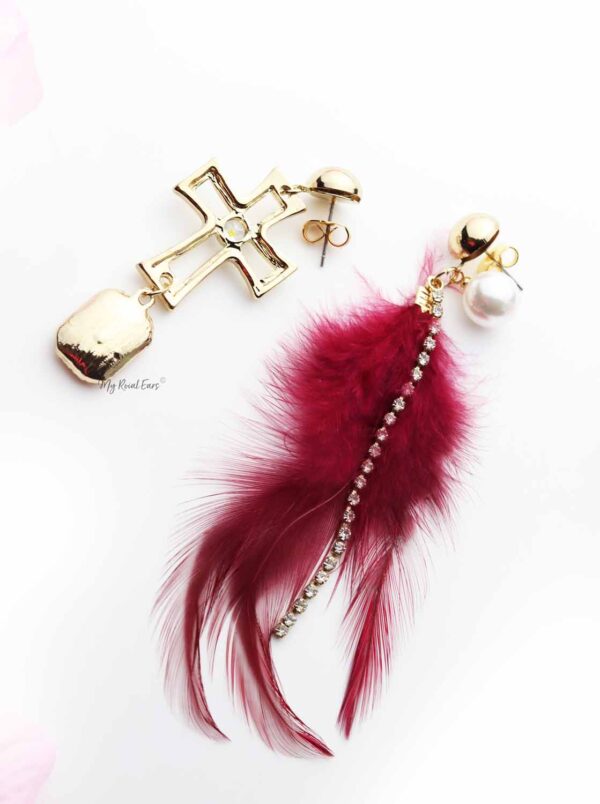 Yucca- pearl drop gold feather earrings - My Roial Ears LTD