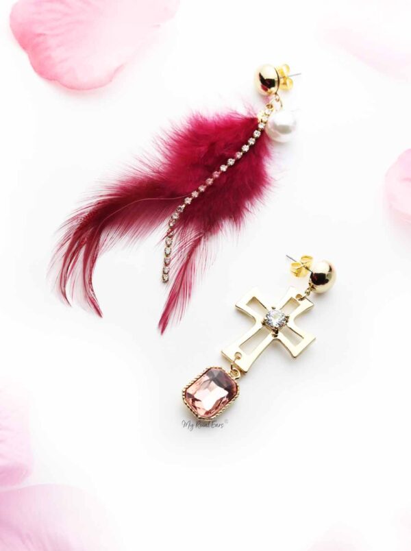 Yucca- pearl drop gold feather earrings - My Roial Ears LTD