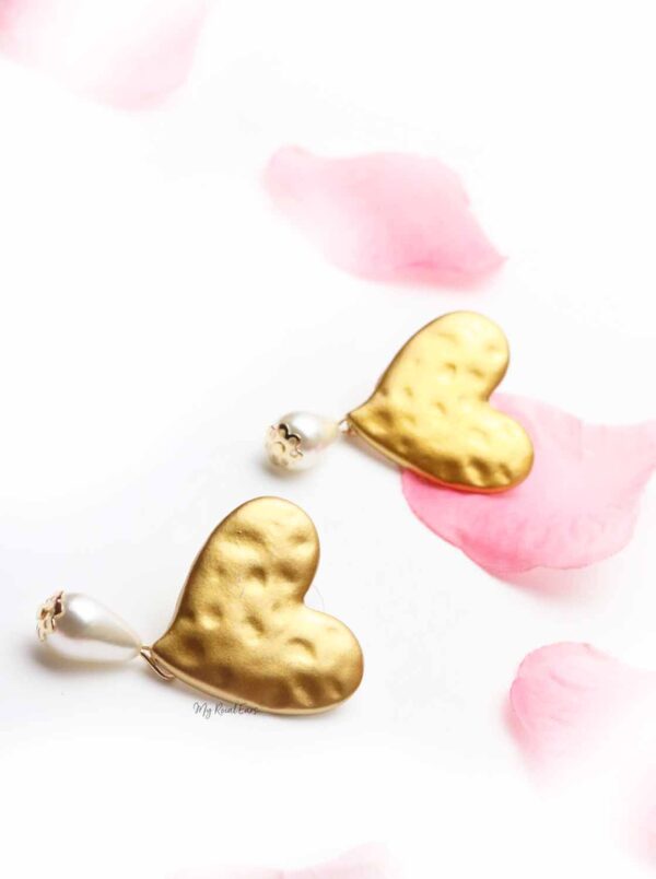 Alpine aster- gold love drop earrings - My Roial Ears LTD