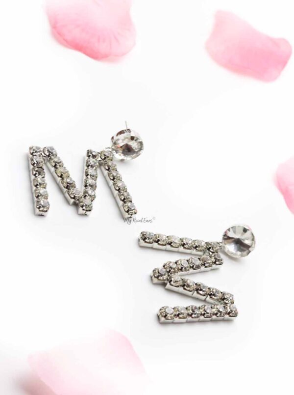 Begonia M-crystal M shaped diamond earrings - My Roial Ears LTD