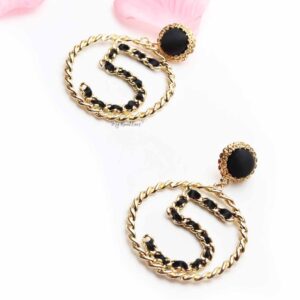 Cautleya Lutea- black and gold five hoop earrings - My Roial Ears LTD
