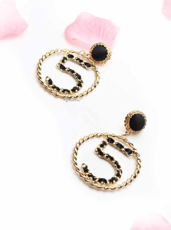 Cautleya Lutea- black and gold five hoop earrings - My Roial Ears LTD