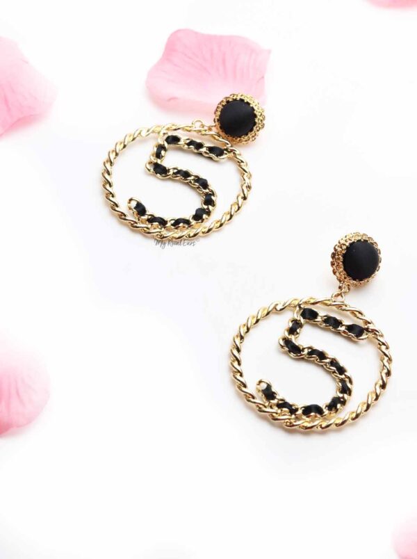 Cautleya Lutea- black and gold five hoop earrings - My Roial Ears LTD