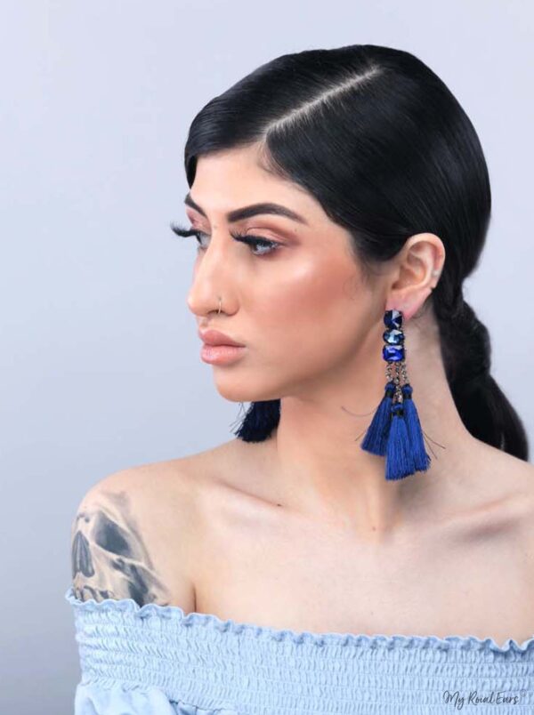 Dahlia- fashion chain drop tassel earrings - Image 2