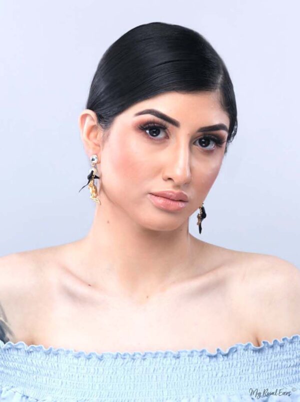 Forget Me Not- Gold Baroque love Angle Bow Earring. - My Roial Ears LTD