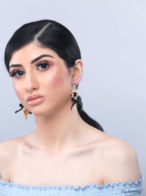 Forget Me Not- Gold Baroque love Angle Bow Earring. - My Roial Ears LTD