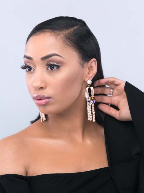 Daffodil-golden embellished pearl, crystal earrings - My Roial Ears LTD