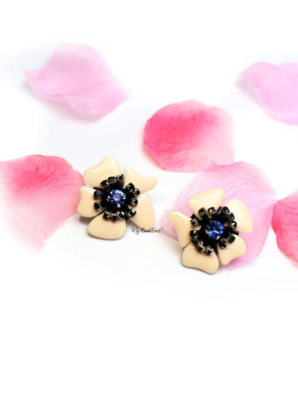 Tulip- statement flower stud embellished earrings