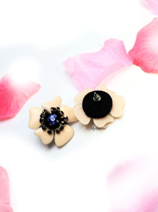 Tulip- statement flower stud embellished earrings - Image 2