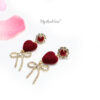 Lady’s Slipper- velvet heart shape crystal drop earrings - Image 3