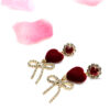 Lady’s Slipper- velvet heart shape crystal drop earrings - Image 5