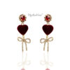 Lady’s Slipper- velvet heart shape crystal drop earrings