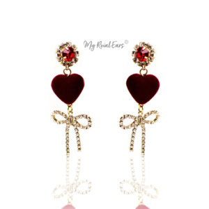 Lady’s Slipper- velvet heart shape crystal drop earrings