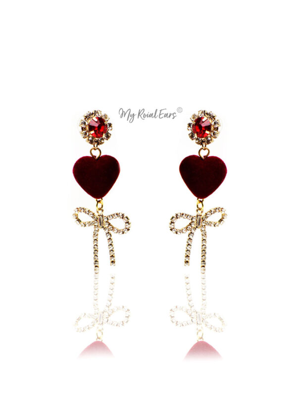Lady’s Slipper- velvet heart shape crystal drop earrings
