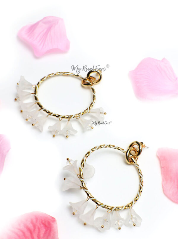 Marigold -dangling floral hoop earrings - Image 3