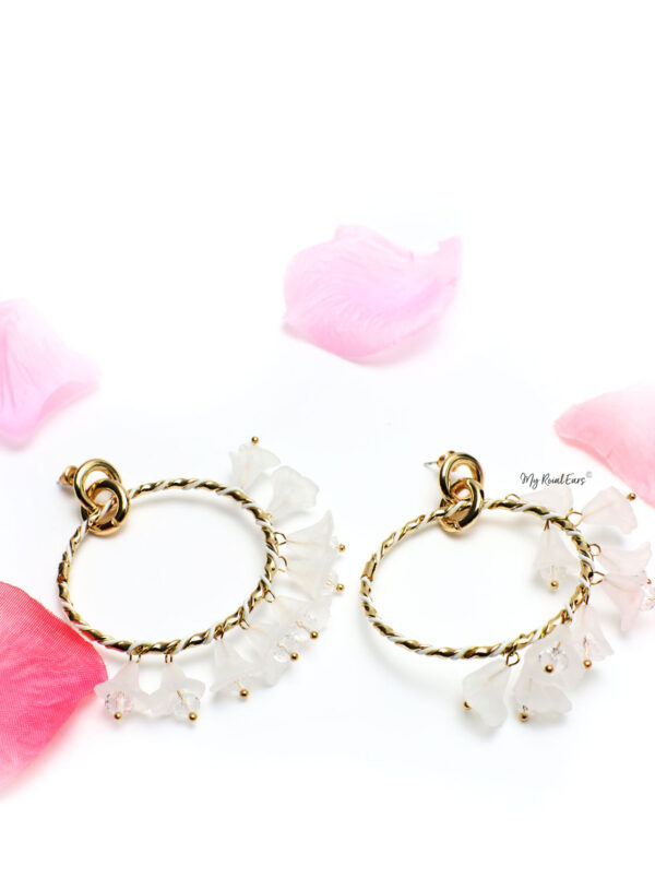 Marigold -dangling floral hoop earrings - Image 2