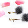 Tulip Grey-fur ball fashion drop earrings - Image 4