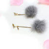 Tulip Grey-fur ball fashion drop earrings - Image 2