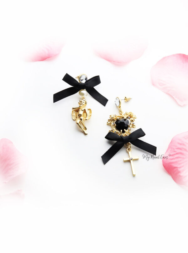 Forget Me Not- Gold Baroque love Angle Bow Earring. - My Roial Ears LTD
