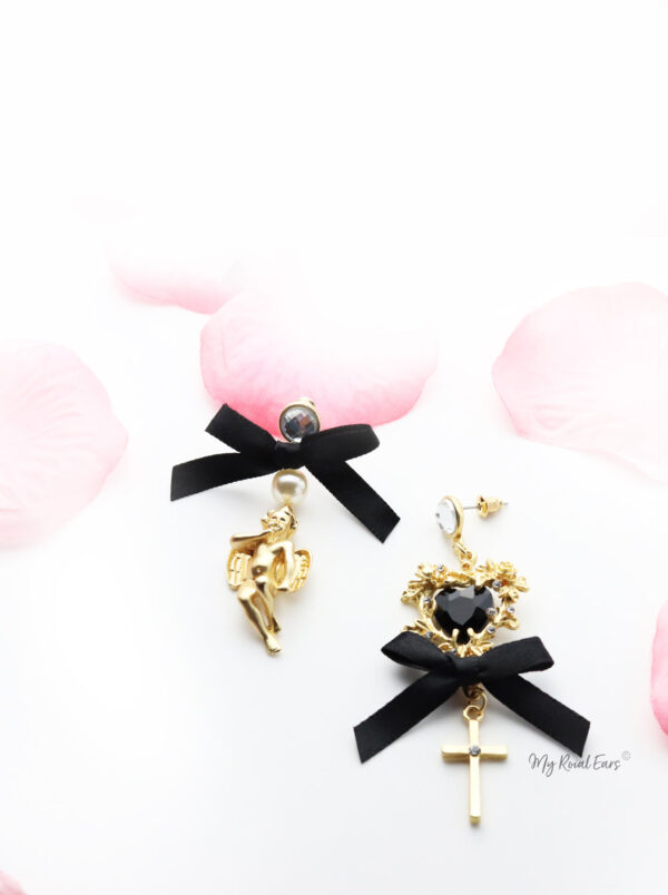 Forget Me Not- Gold Baroque love Angle Bow Earring. - My Roial Ears LTD