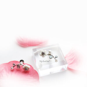 Edelweiss Silver-Shell Pearl Flower Stud - My Roial Ears LTD