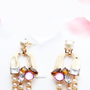 Daffodil-golden embellished pearl, crystal earrings - My Roial Ears LTD