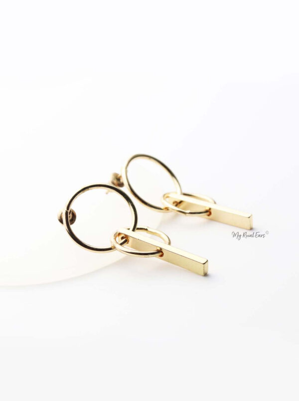 Phoebe- gold plated small double circle earrings - My Roial Ears LTD