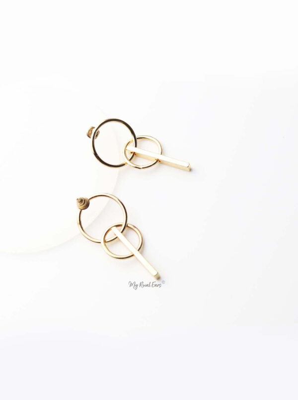 Phoebe- gold plated small double circle earrings - My Roial Ears LTD