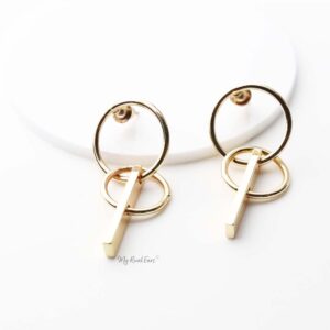 Phoebe- gold plated small double circle earrings - My Roial Ears LTD