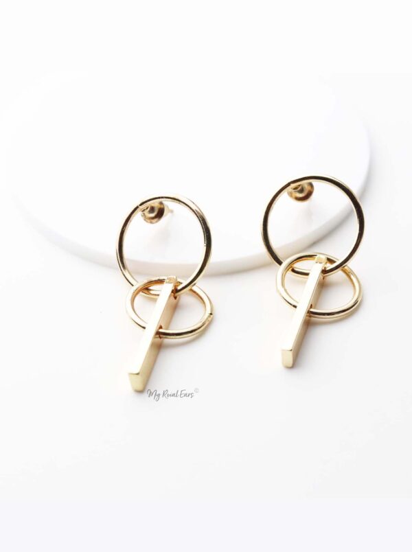 Phoebe- gold plated small double circle earrings - My Roial Ears LTD