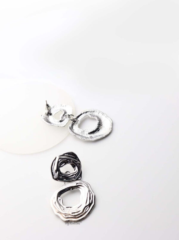 Clio Silver-lined detailed double hoop drop earrings - My Roial Ears LTD