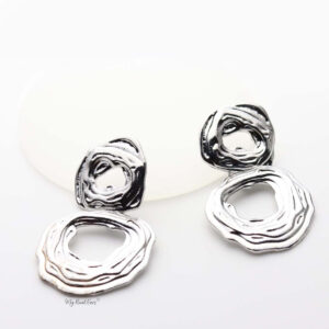 Clio Silver-lined detailed double hoop drop earrings - My Roial Ears LTD