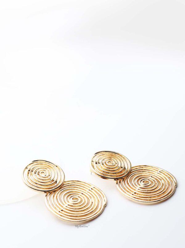 Astraea- gold plated spiral double circle hoop earrings - My Roial Ears LTD