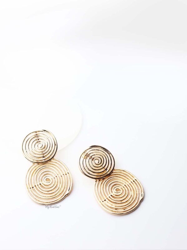 Astraea- gold plated spiral double circle hoop earrings - My Roial Ears LTD