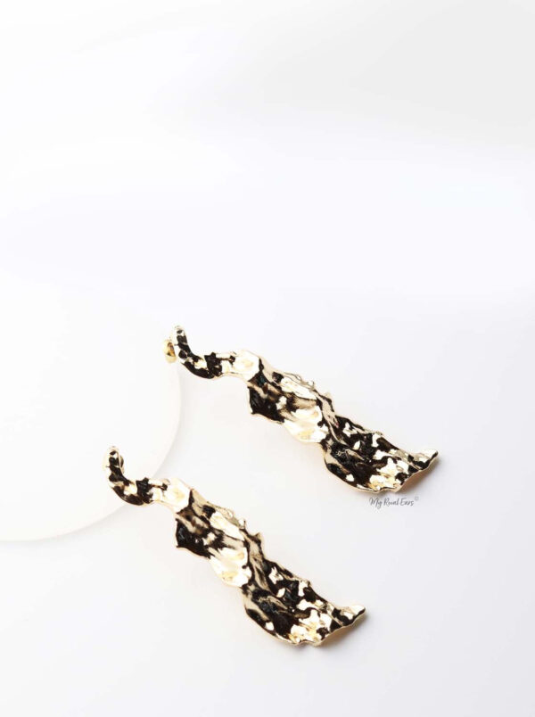 Calliope- gold plated long geometric earrings - My Roial Ears LTD