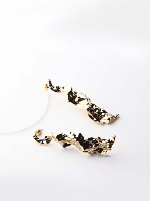 Calliope- gold plated long geometric earrings - My Roial Ears LTD