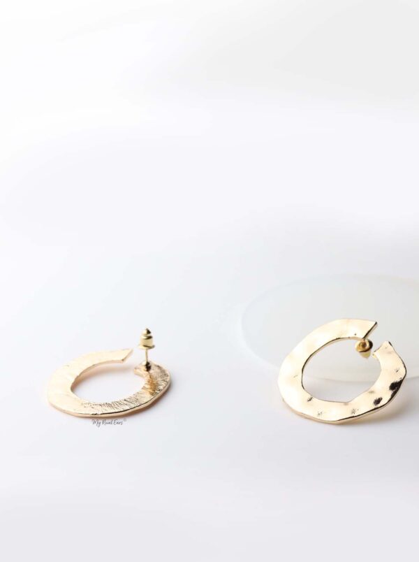 Cassandra- gold plated vintage circle statement stud earrings - My Roial Ears LTD