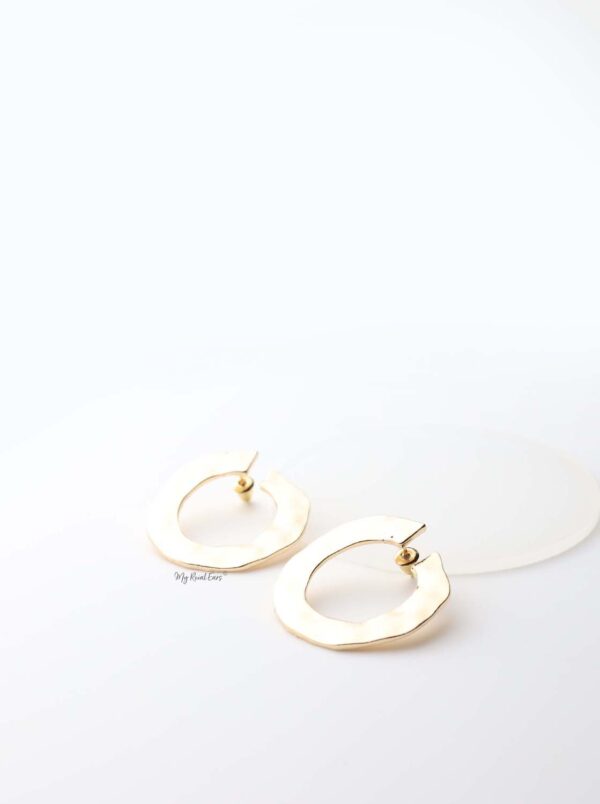 Cassandra- gold plated vintage circle statement stud earrings - My Roial Ears LTD