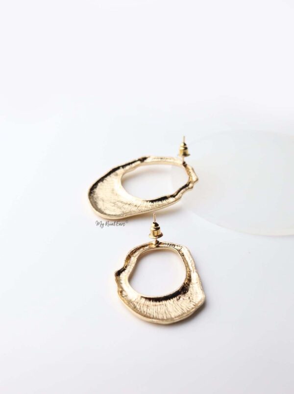 Acantha- gold plated abstract lock statement stud earrings - My Roial Ears LTD
