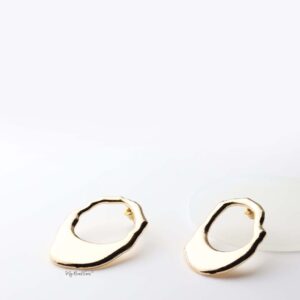 Acantha- gold plated abstract lock statement stud earrings - My Roial Ears LTD