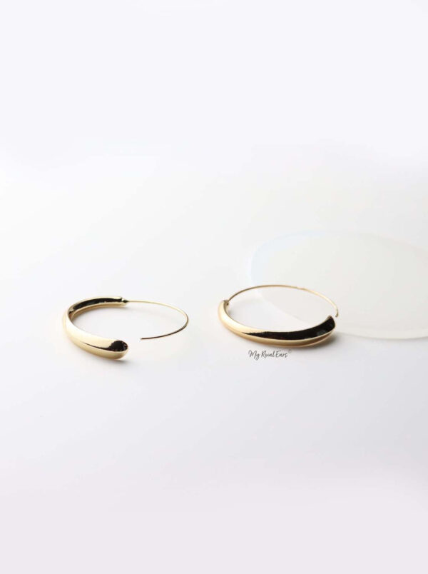 Adrasteia - gold plated thin geometric circle earrings - My Roial Ears LTD