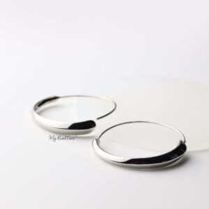 Adrasteia Silver - thin geometric circle earrings - My Roial Ears LTD