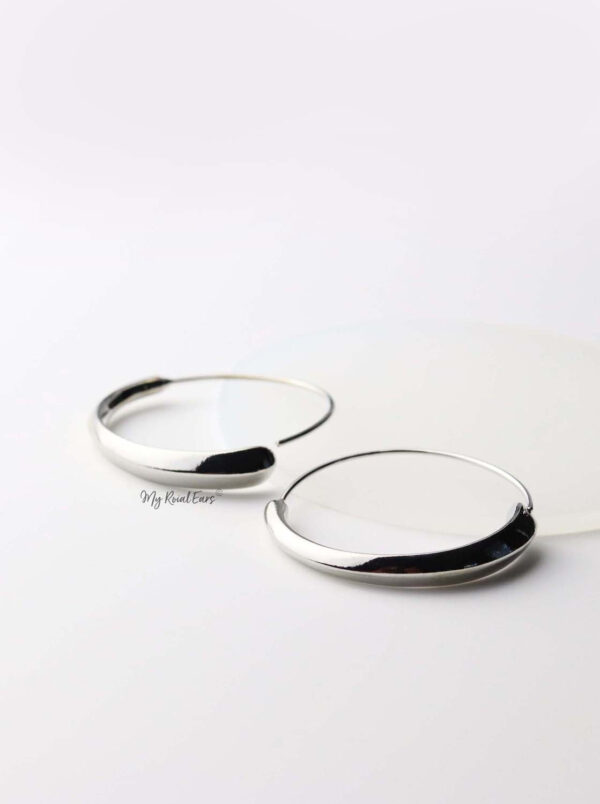 Adrasteia Silver - thin geometric circle earrings - My Roial Ears LTD
