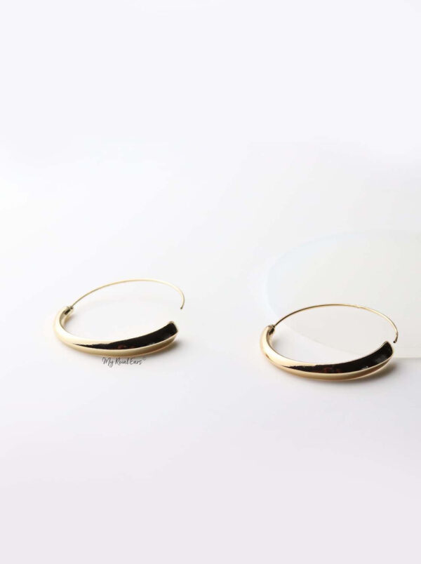 Adrasteia - gold plated thin geometric circle earrings - My Roial Ears LTD