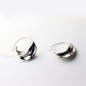 Alcippe Silver- leaf-inspired hoop earrings - My Roial Ears LTD