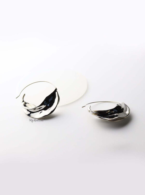 Alcippe Silver- leaf-inspired hoop earrings - My Roial Ears LTD