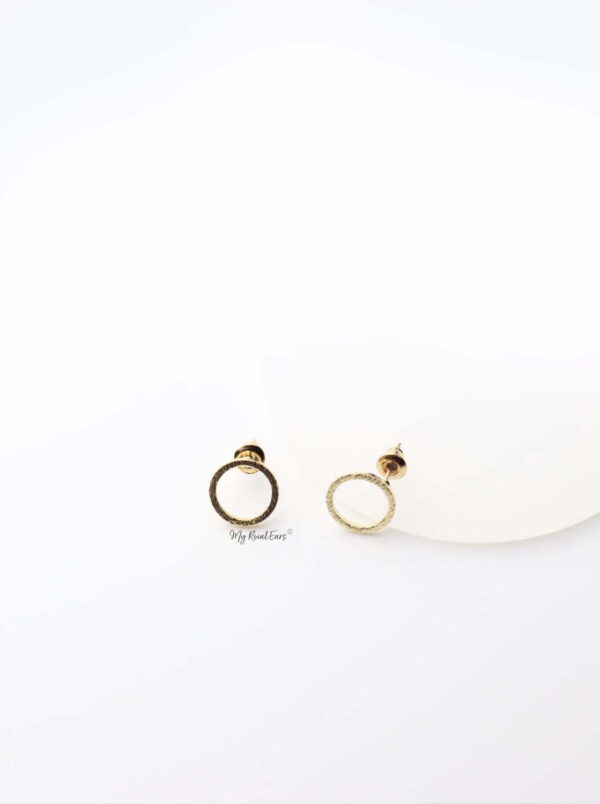 Anthea- gold plated round circle stud earrings - My Roial Ears LTD